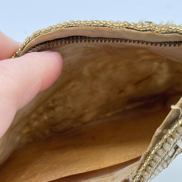 Vintage 70's Sequined Beaded Gold Bow Clusch - Picture 11 of 13